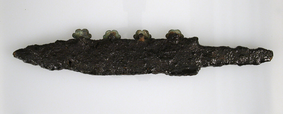 Scramasax (Short Broad Sword), iron, copper alloy fittings, Frankish