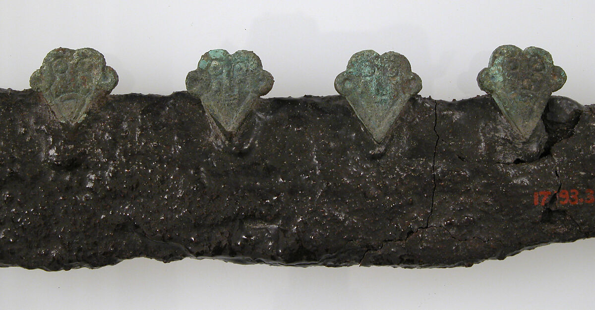 Scramasax (Short Broad Sword), iron, copper alloy fittings, Frankish