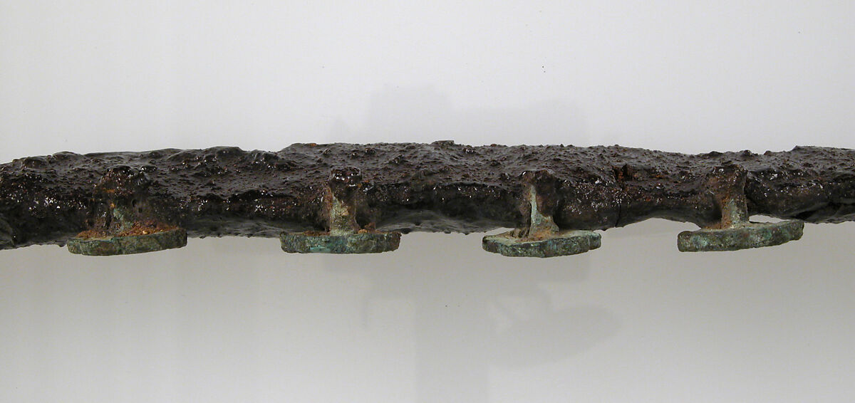 Scramasax (Short Broad Sword), iron, copper alloy fittings, Frankish