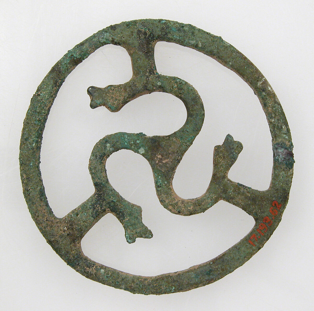 Openwork  Belt Fitting with Serpent Design, Copper alloy, Frankish