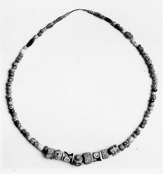 Beads from Necklaces, Amber, amethyst, glass, and copper alloy, Frankish