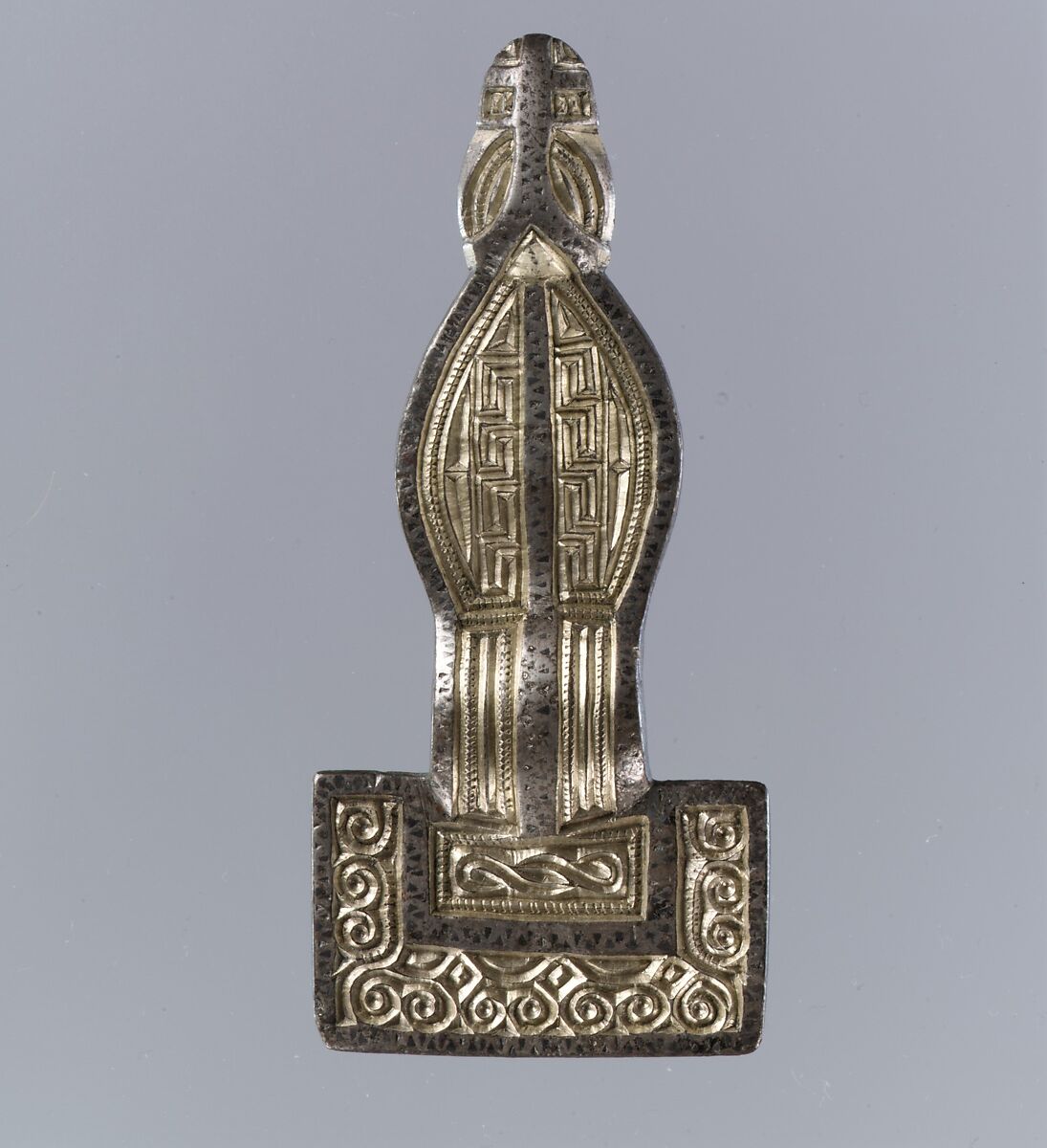 Square-Headed Bow Brooch, Silver-gilt, niello, Frankish 