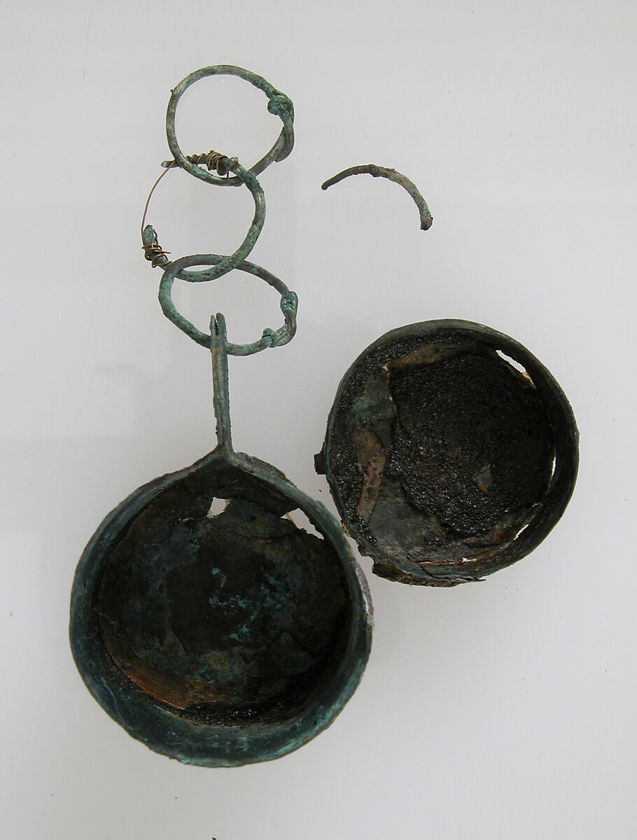 Cylindrical Box with Chain, Copper alloy, Late Roman