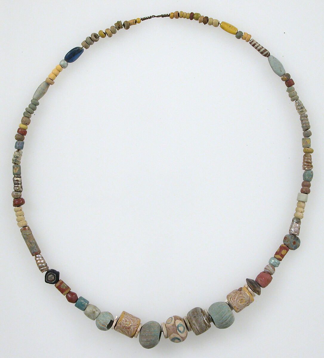 Necklace, Glass, shell, glazed earthenware (faience), Frankish 