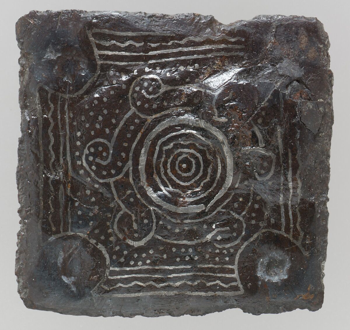 Back Plate of a Belt Buckle, Iron with silver inlay, Frankish 