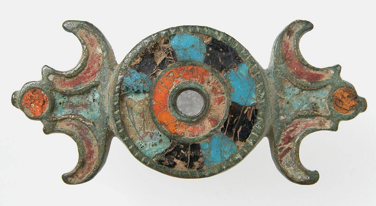 Brooch, Champlevé enamel, bronze, Roman 