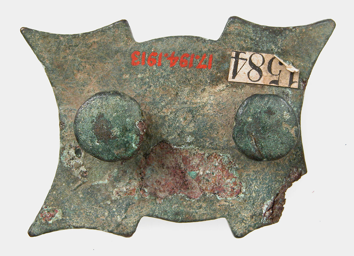 Buckle or Stud, Champlevé enamel, copper alloy, Roman
