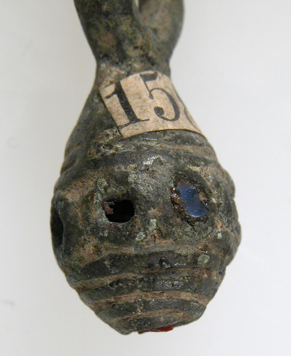 Pendant, Copper alloy, glass paste, Late Roman