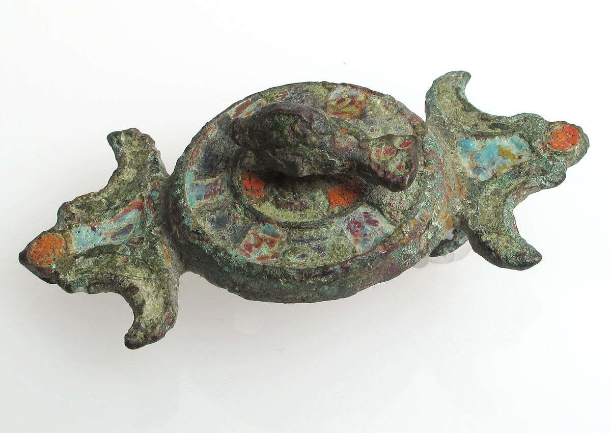 Brooch, Champlevé enamel, bronze, Roman 