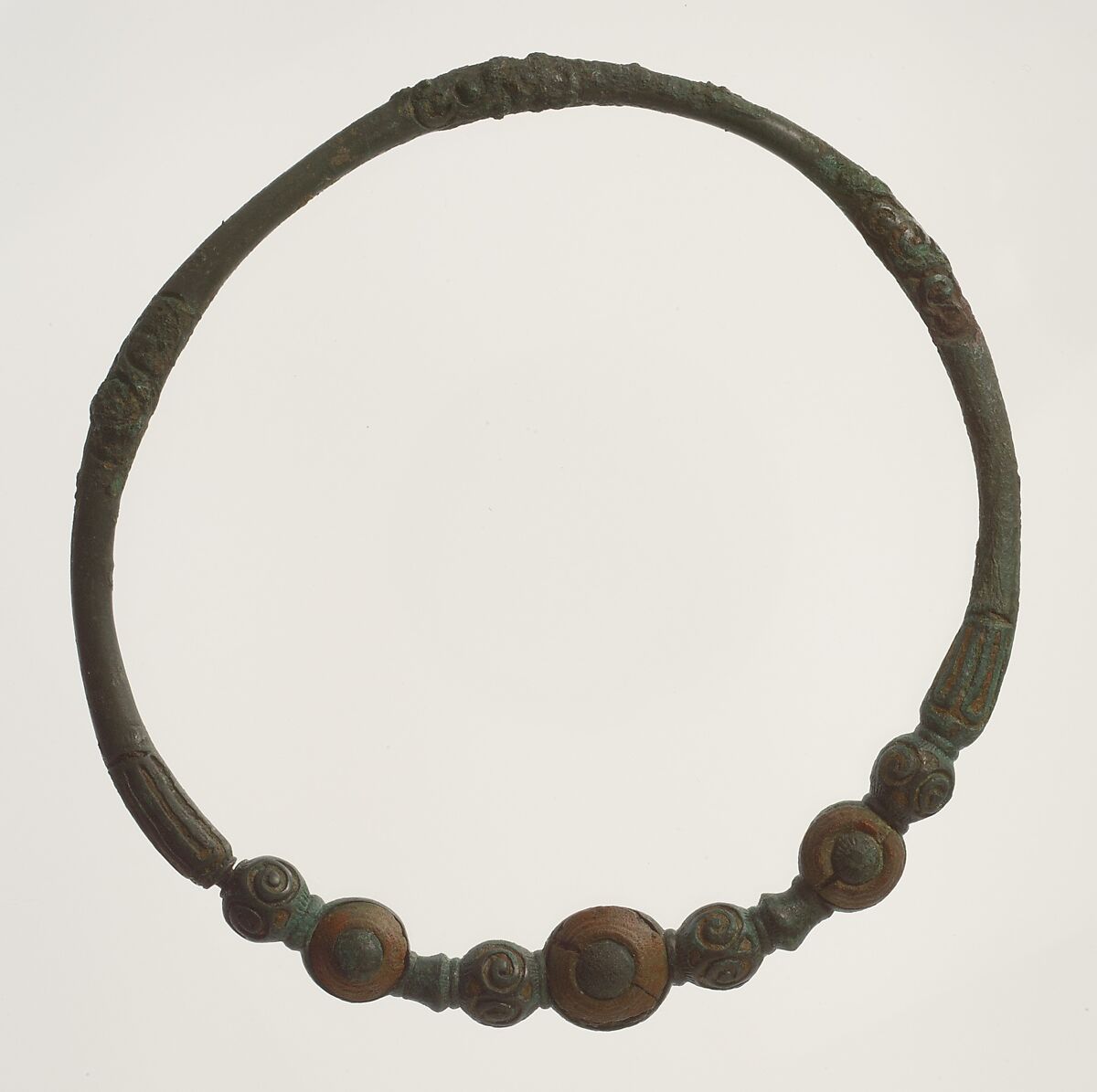 Neck Ring, Copper alloy with remains of glass paste inlays, Celtic 