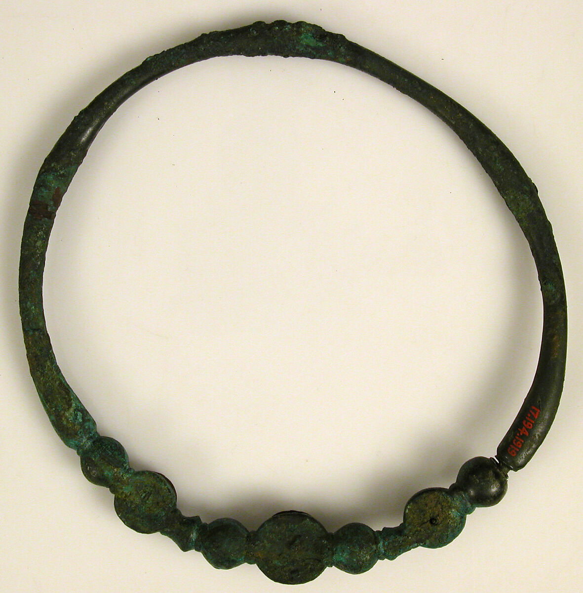 Neck Ring, Copper alloy with remains of glass paste inlays, Celtic