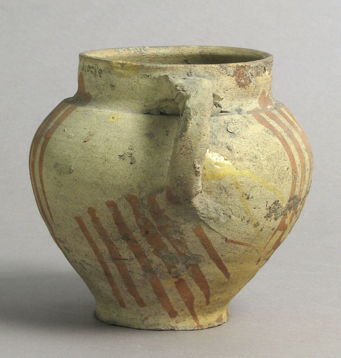Jar, Earthenware with slip decoration and partial glaze, French