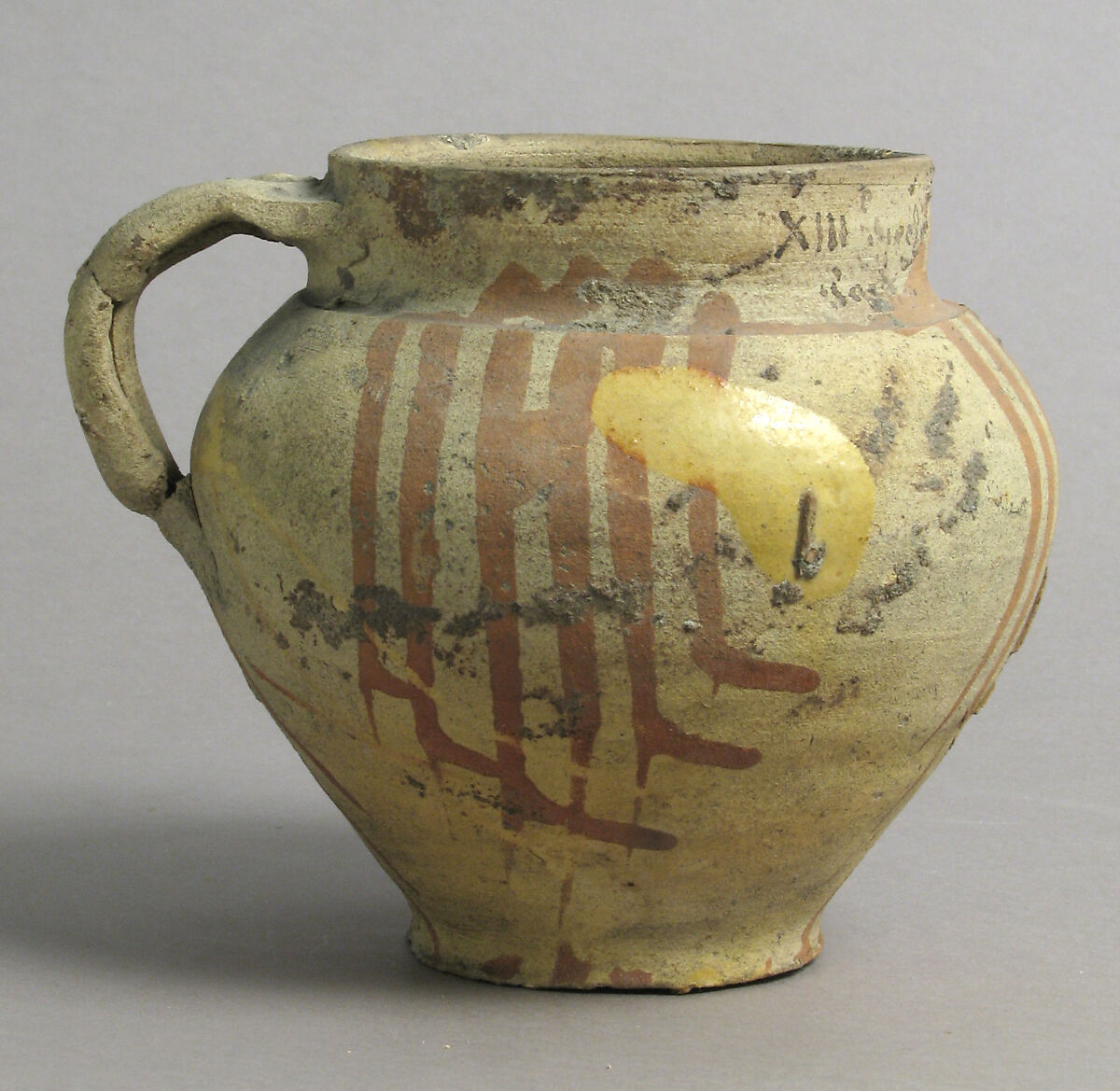 Jar, Earthenware with slip decoration and partial glaze, French