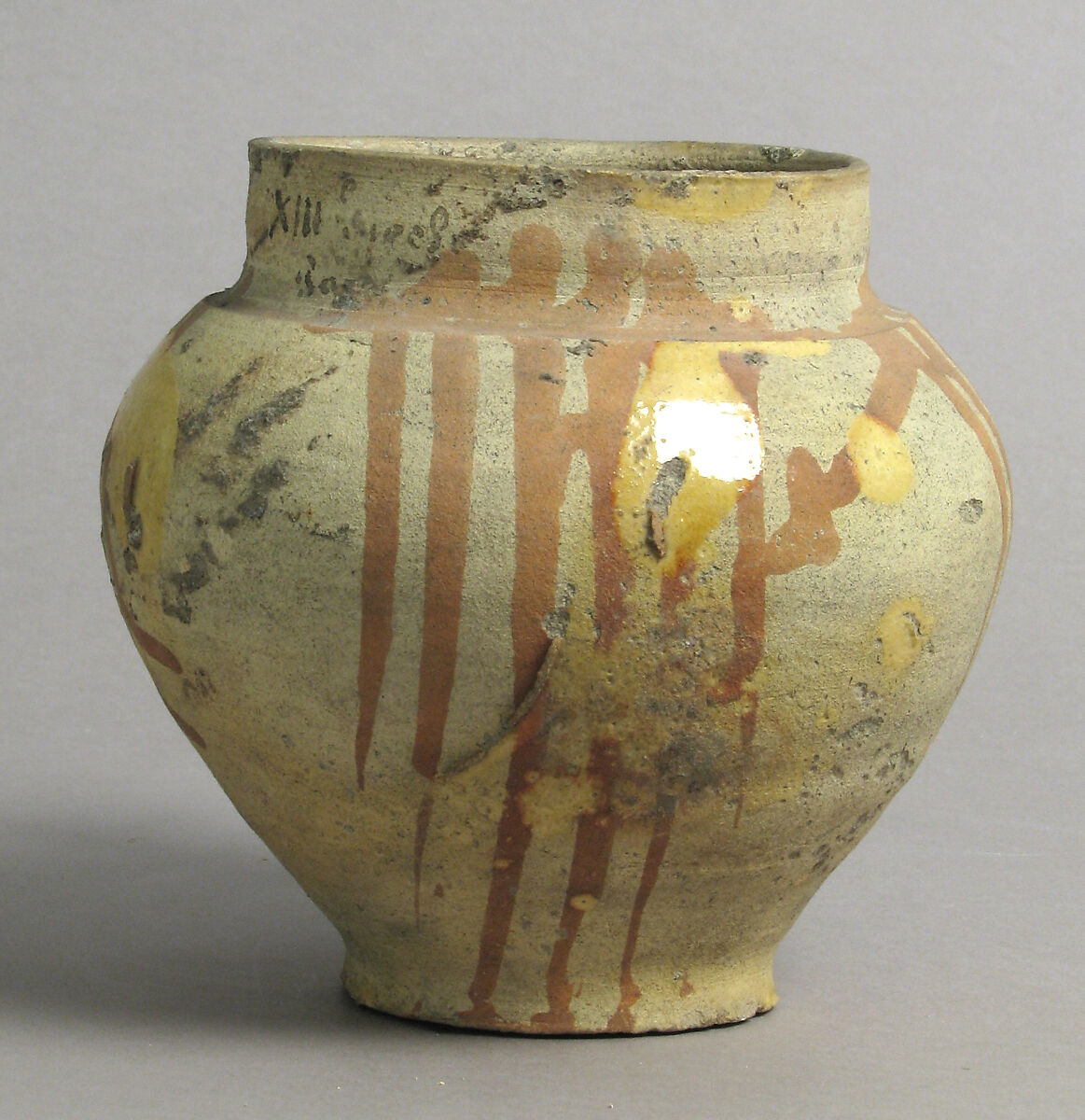 Jar, Earthenware with slip decoration and partial glaze, French