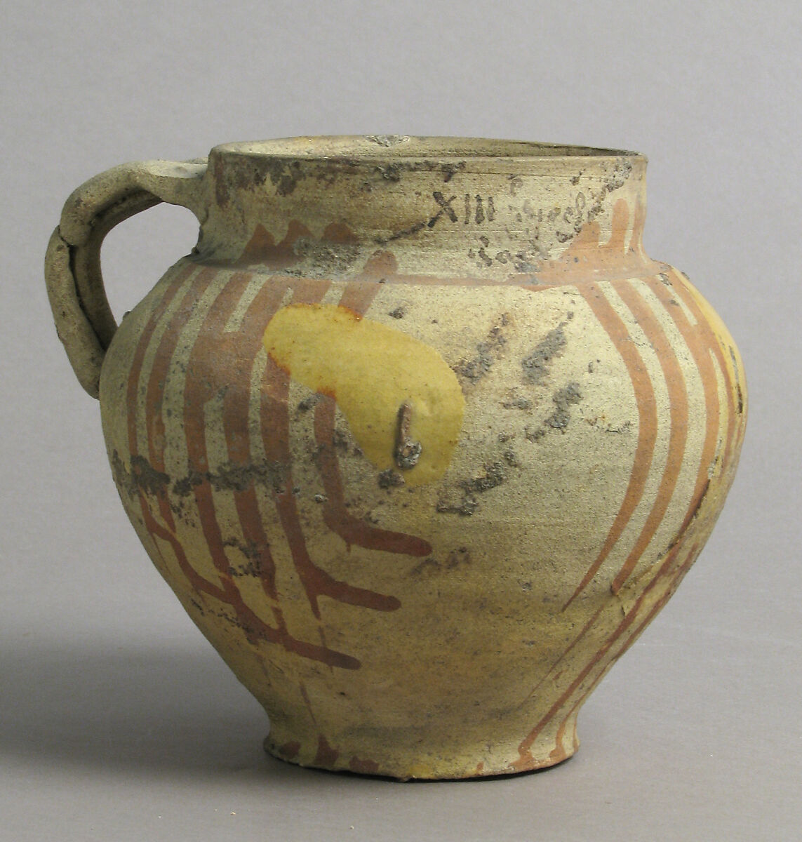 Jar, Earthenware with slip decoration and partial glaze, French