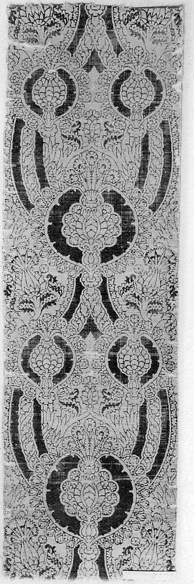 Textile with Foliated Scroll and Pomegranate Motives, Velvet, Italian 