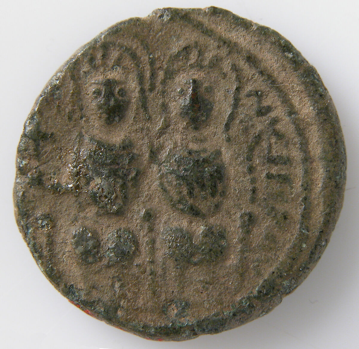 Coin of Justin II, Copper alloy (card says bronze), Byzantine 