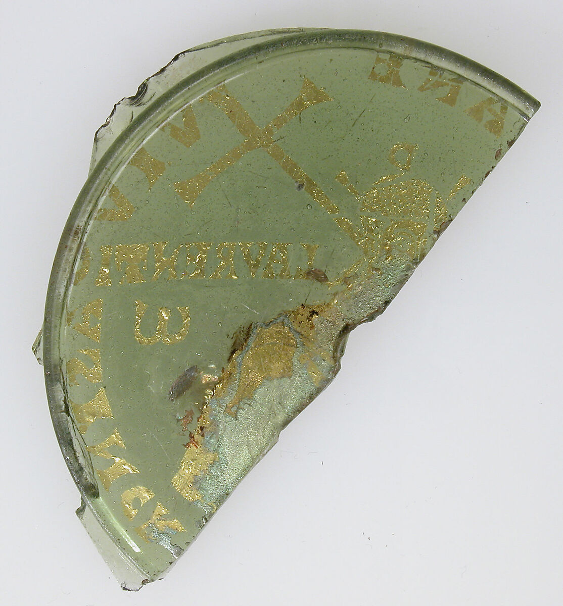 Fragmentary Bowl Base with Saint Lawrence, Glass, gold leaf, Byzantine