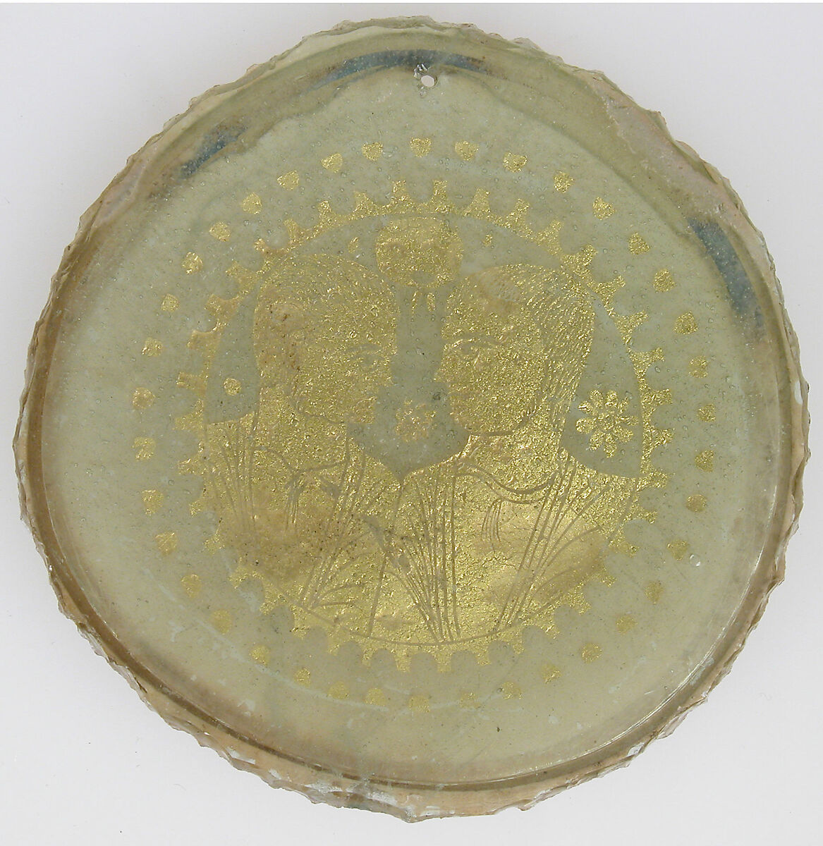 Bowl Base, Glass, gold leaf, Roman
