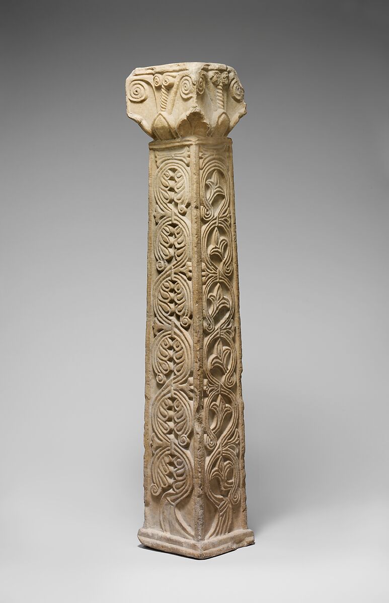 Pillar with Capital, Marble (Carrara marble), South Italian 