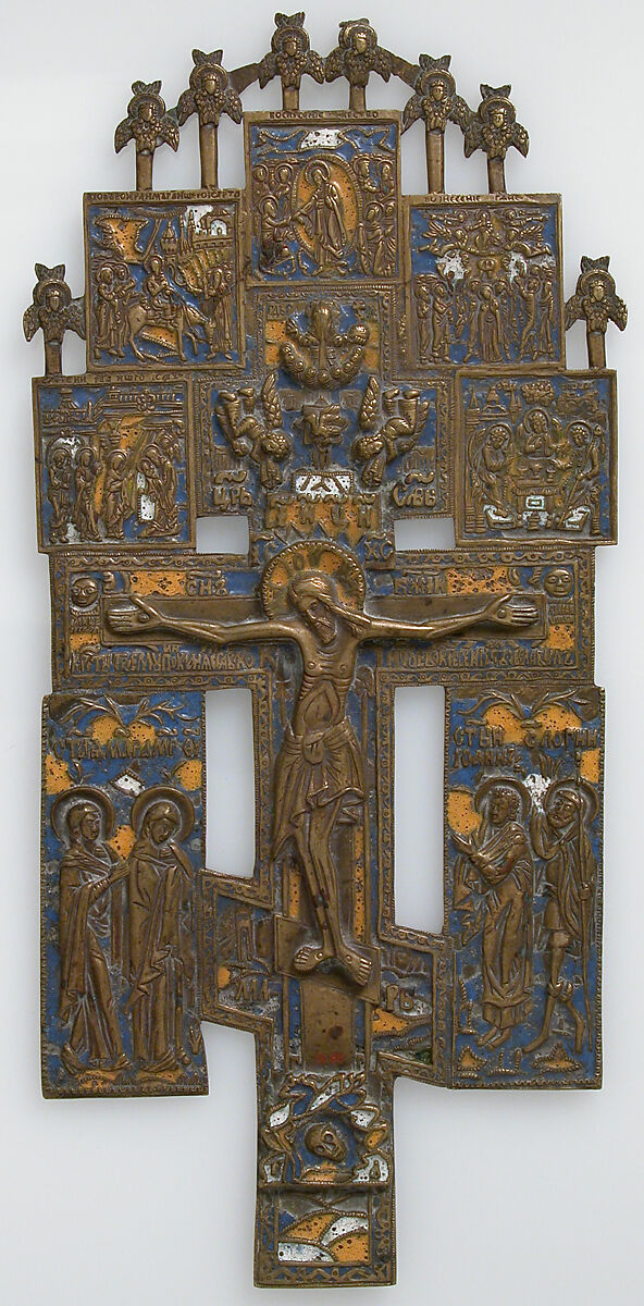Devotional Icon, Copper alloy, surrey enamel, Russian 