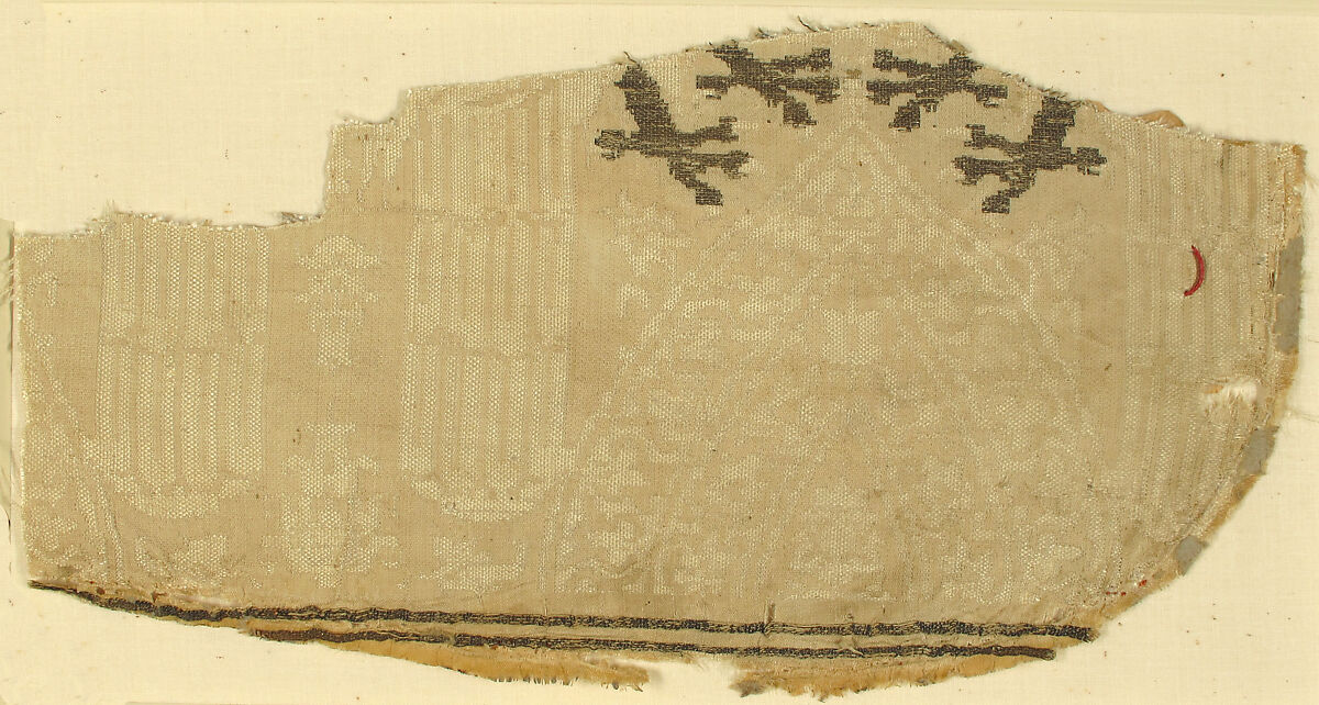 Textile with Brocade, Linen, metal wound thread, Italian 