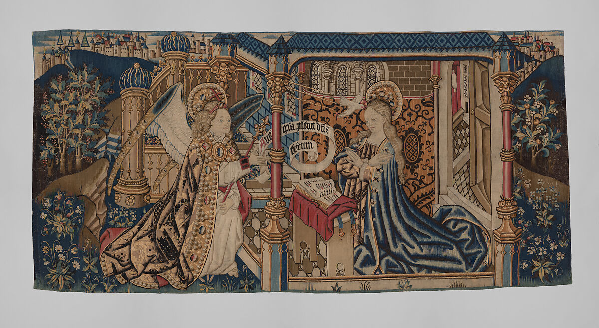 The Annunciation, Wool warp, wool and silk wefts, South Netherlandish 