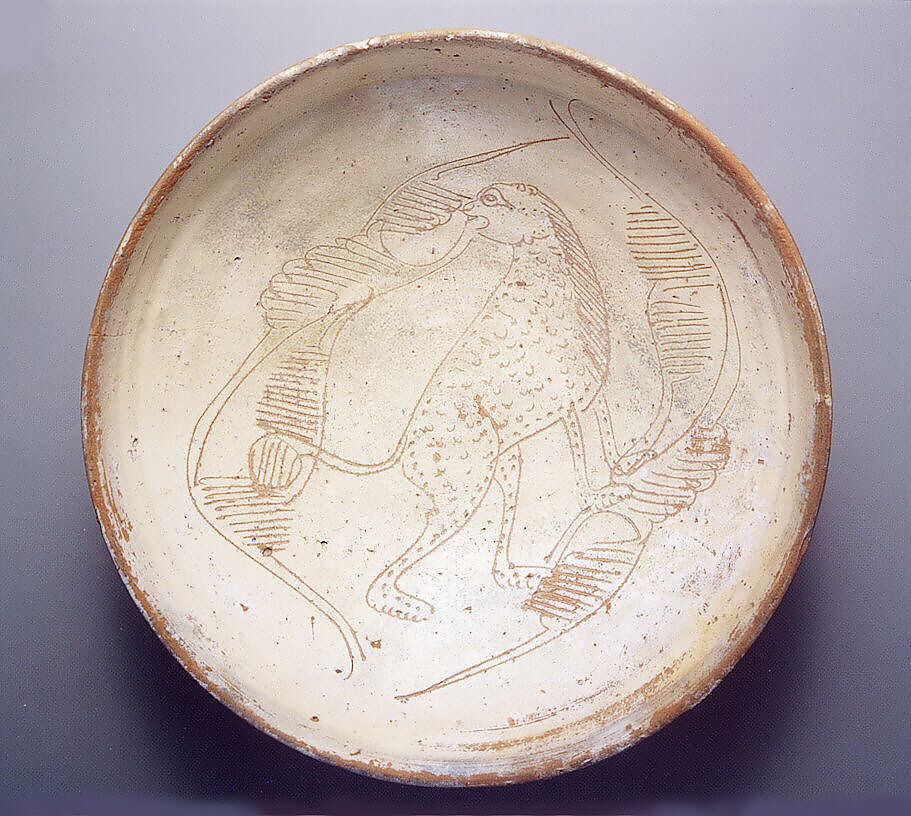 Bowl with Cheetah, Engraved slipware, Byzantine 