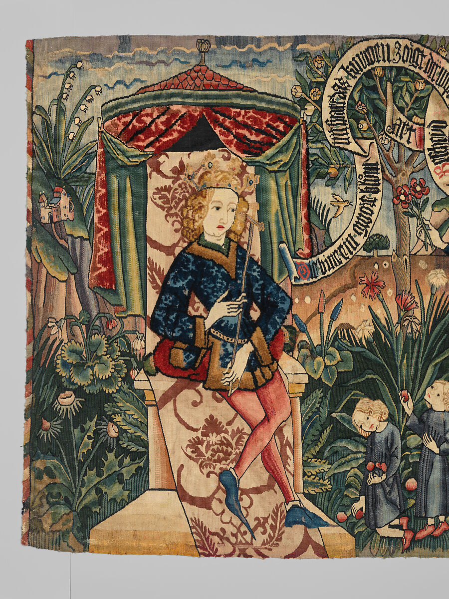 Two Riddles of the Queen of Sheba, Linen warp; wool, linen and metallic wefts, Upper Rhenish