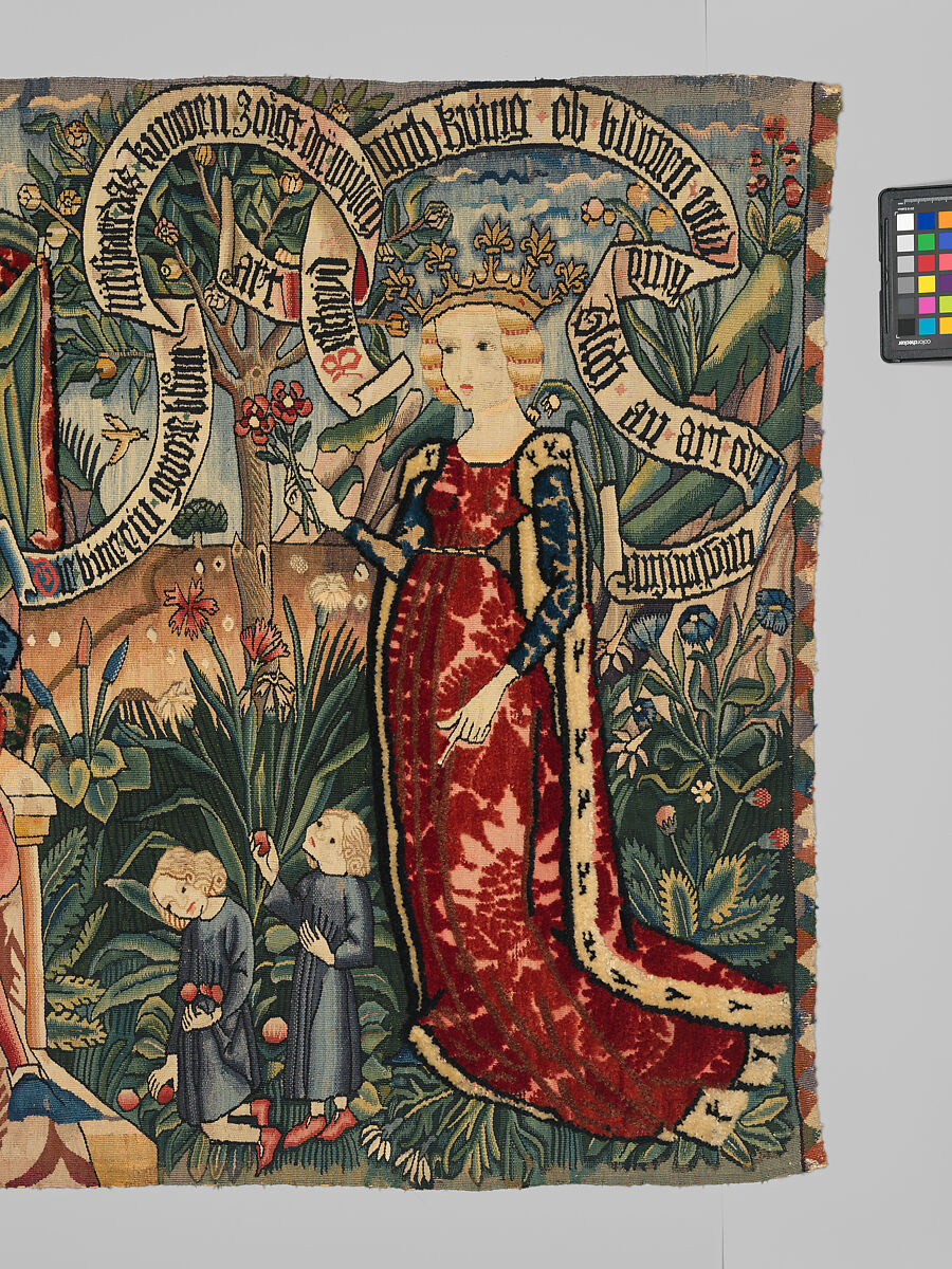 Two Riddles of the Queen of Sheba, Linen warp; wool, linen and metallic wefts, Upper Rhenish