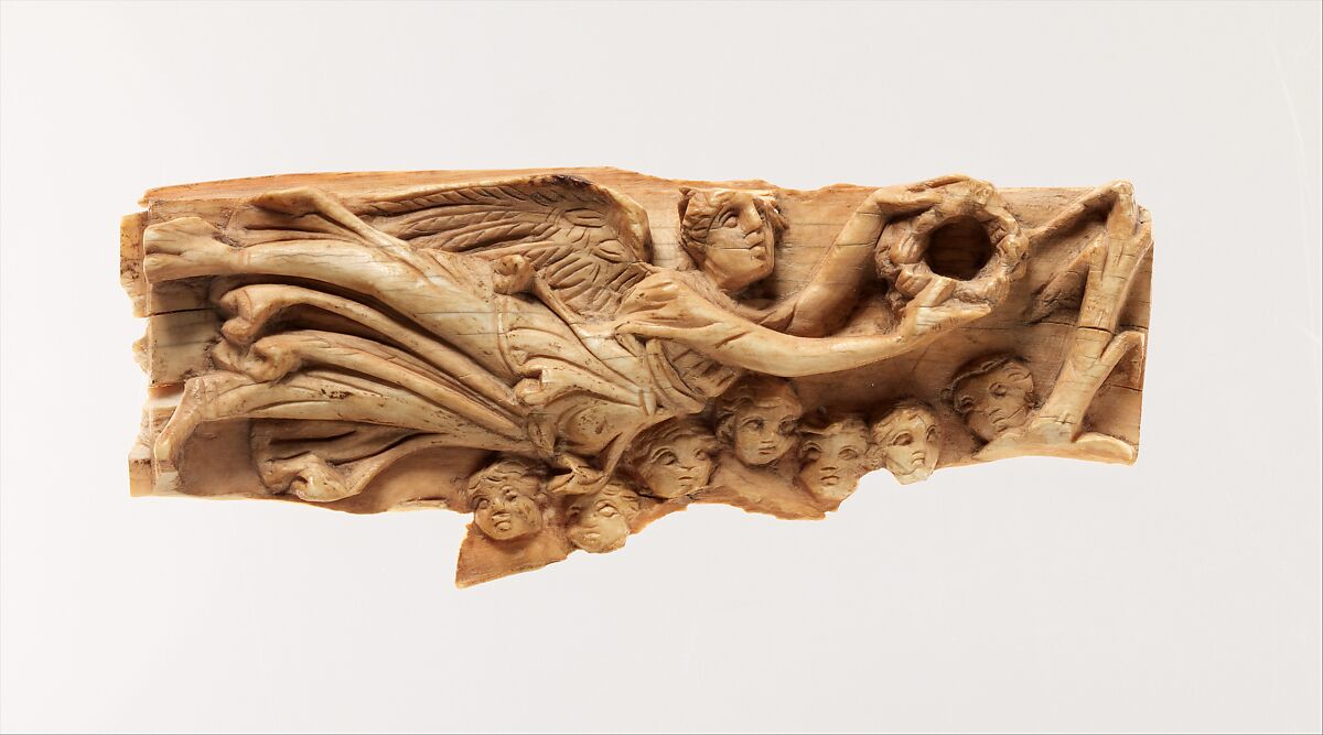 Fragment with Personifications of Victory and the Nile, Ivory, Byzantine