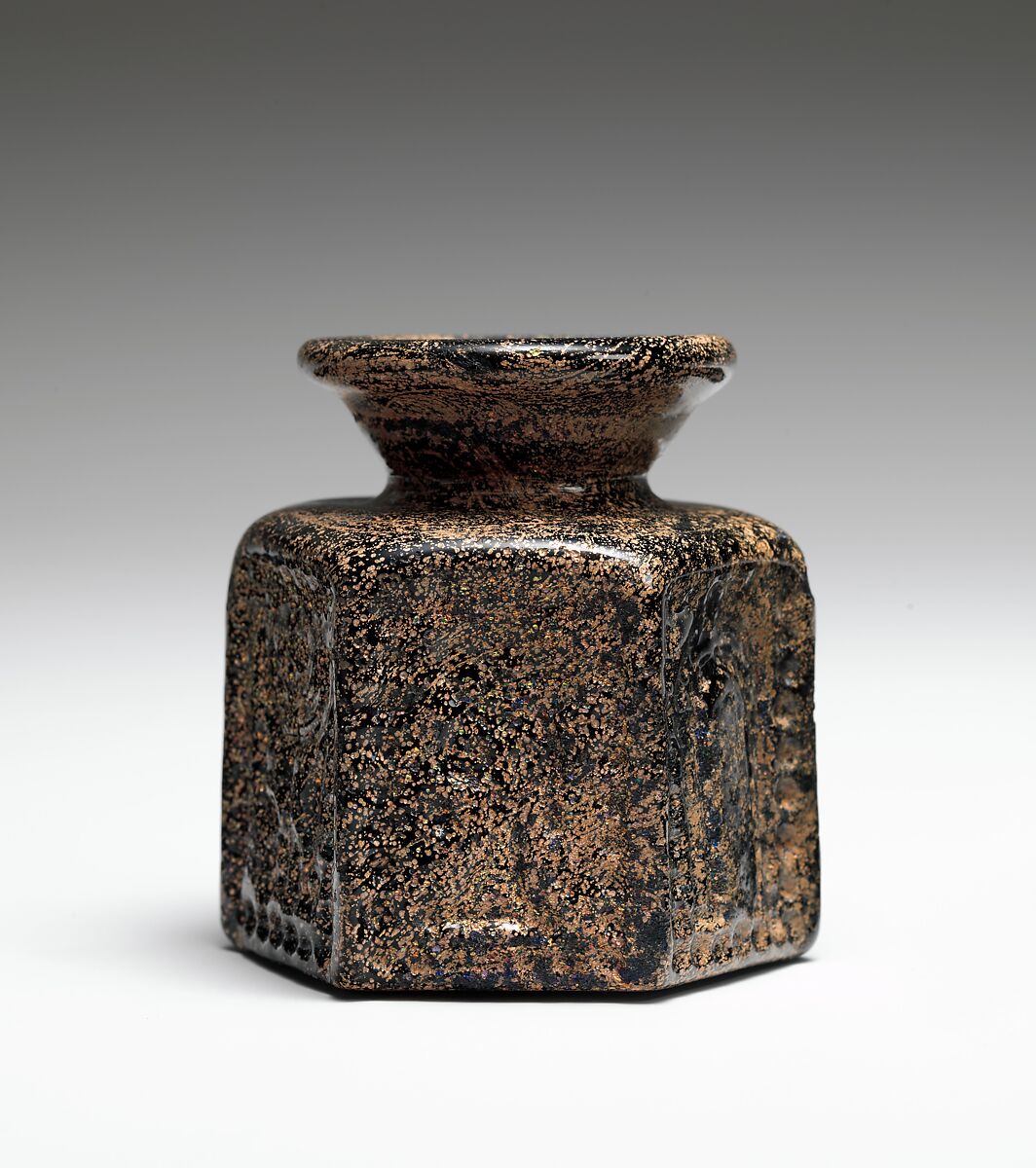 Hexagonal Pilgrim's Jar with Jewish Symbol, Mold-blown glass, Byzantine