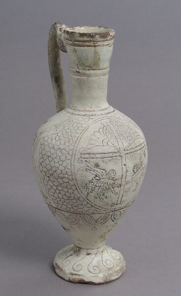 Jug, Earthenware, engraved slip, clear glaze, Byzantine 