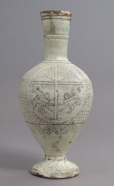Jug, Earthenware, engraved slip, clear glaze, Byzantine