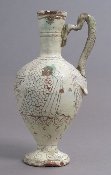 Jug, Earthenware, engraved slip, clear glaze, Byzantine