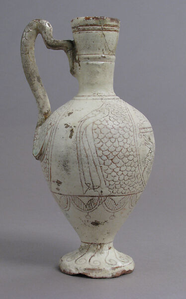 Jug, Earthenware, engraved slip, clear glaze, Byzantine