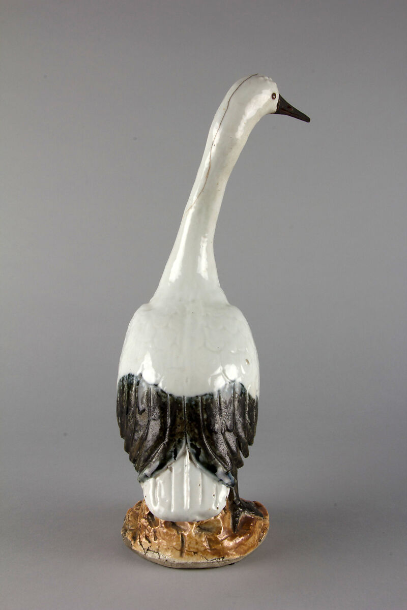 Figure of a stork (one of a pair), Porcelain painted with overglazed polychrome enamels (Jingdezhen ware), China