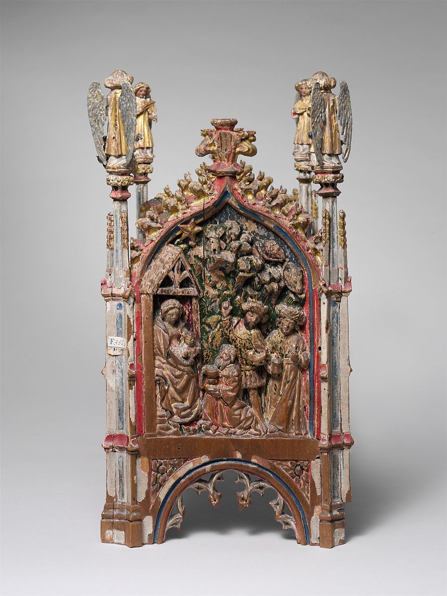 Crib of the Infant Jesus, Wood, polychromy, lead, silver-gilt, painted parchment, silk embroidery with seed pearls, gold thread, translucent enamels, South Netherlandish