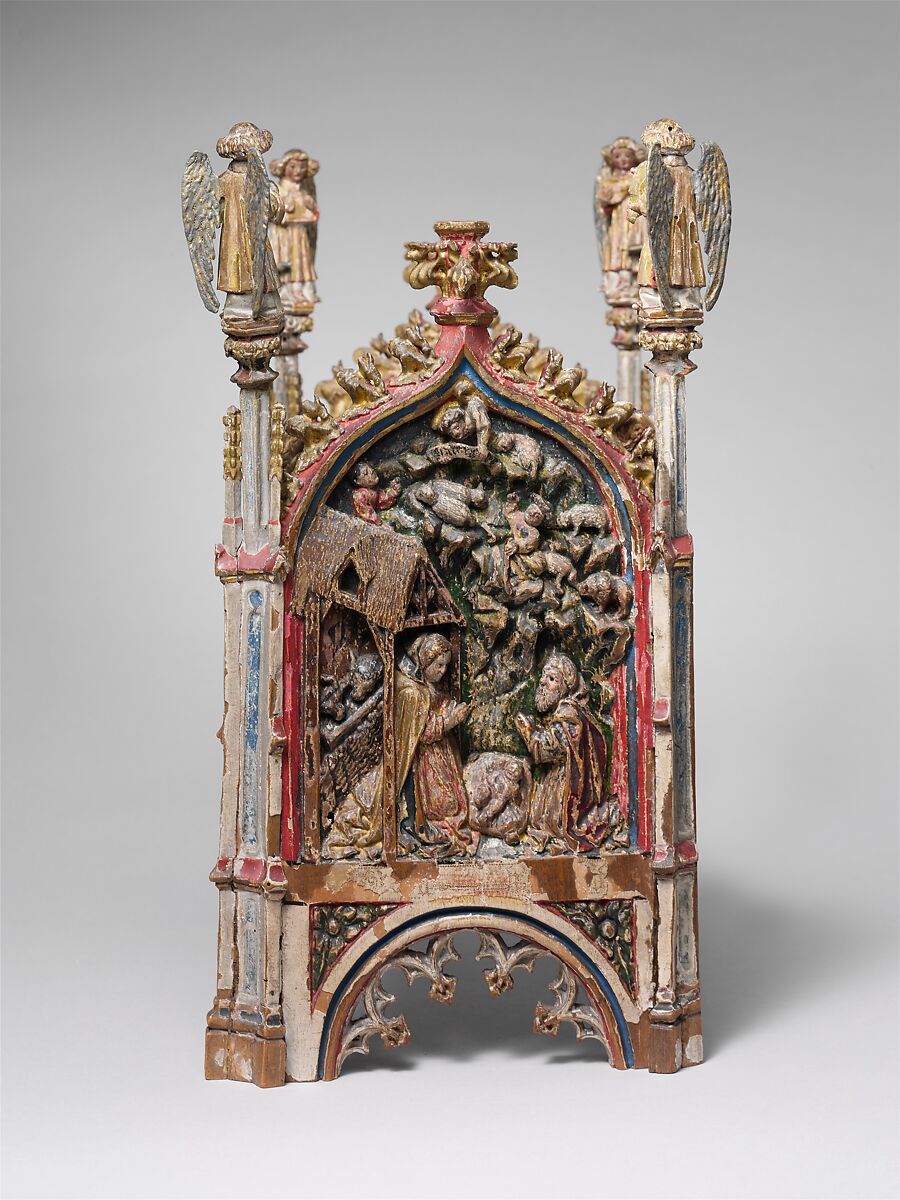 Crib of the Infant Jesus, Wood, polychromy, lead, silver-gilt, painted parchment, silk embroidery with seed pearls, gold thread, translucent enamels, South Netherlandish
