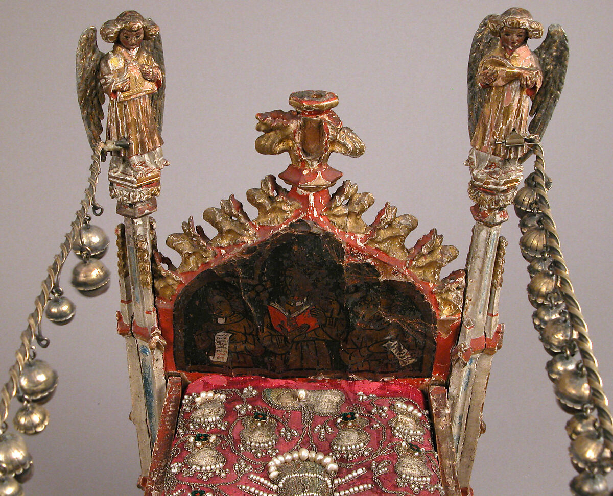 Crib of the Infant Jesus, Wood, polychromy, lead, silver-gilt, painted parchment, silk embroidery with seed pearls, gold thread, translucent enamels, South Netherlandish