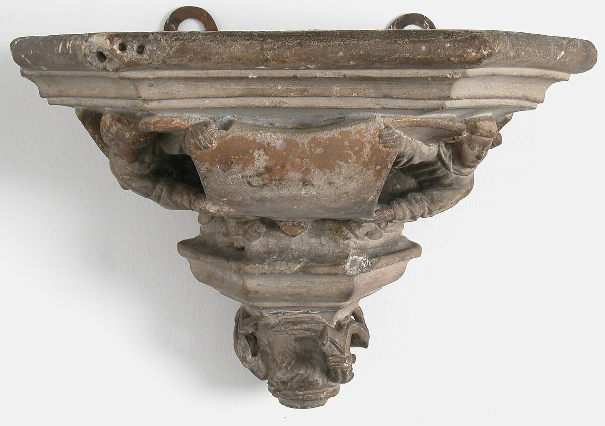 Corbel, Limestone, with traces of polychromy and gilding, French 