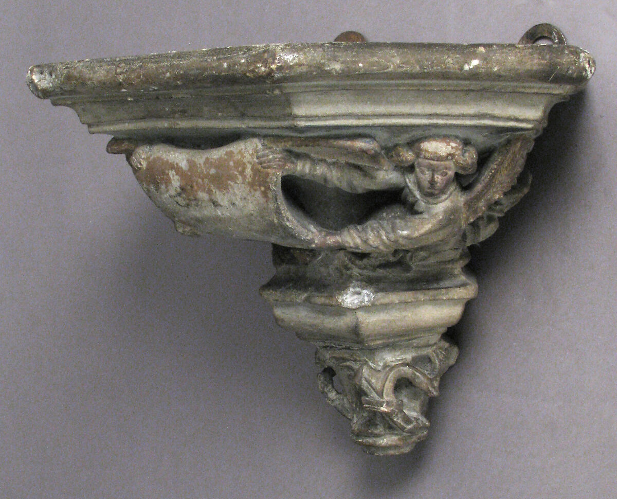 Corbel, Limestone, with traces of polychromy and gilding, French