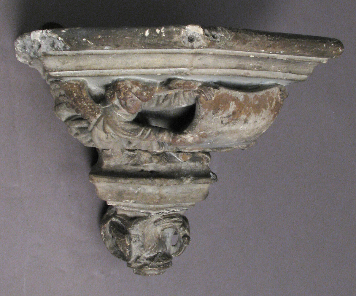 Corbel, Limestone, with traces of polychromy and gilding, French