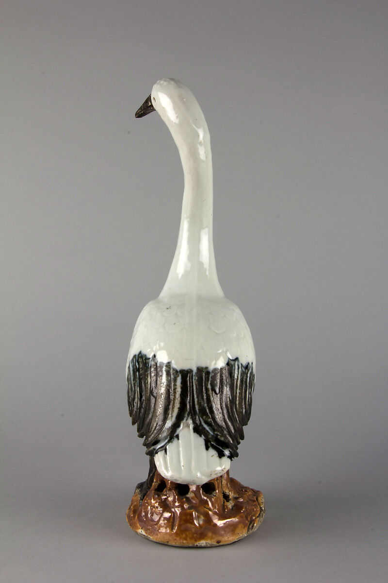 Figure of a stork (one of a pair), Porcelain painted with overglazed polychrome enamels (Jingdezhen ware), China