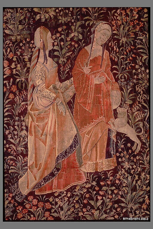 Falconer with Two Ladies, a Page, and a Foot Soldier, Wool warp;  wool and silk wefts, South Netherlandish