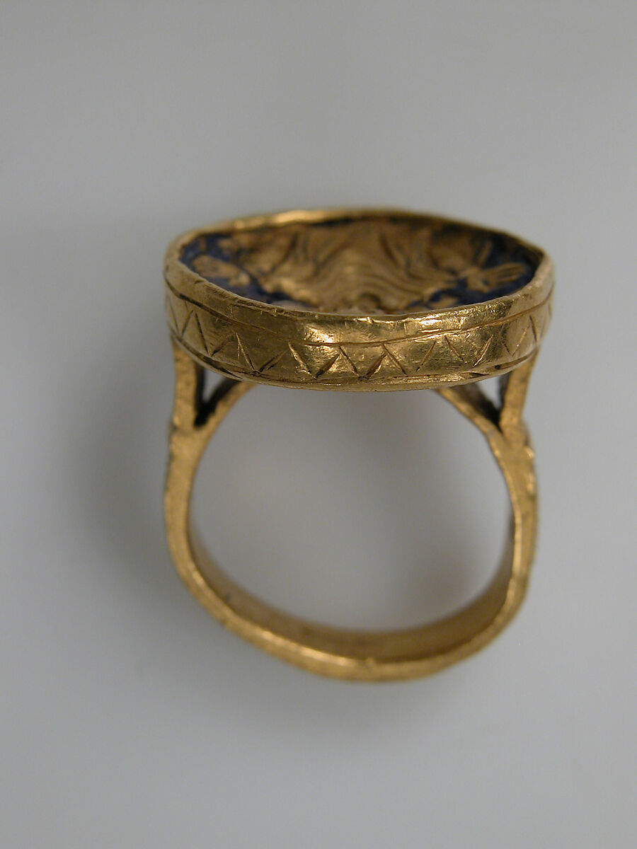 Ring with Enamel Bezel, Painted enamel, gold, Byzantine