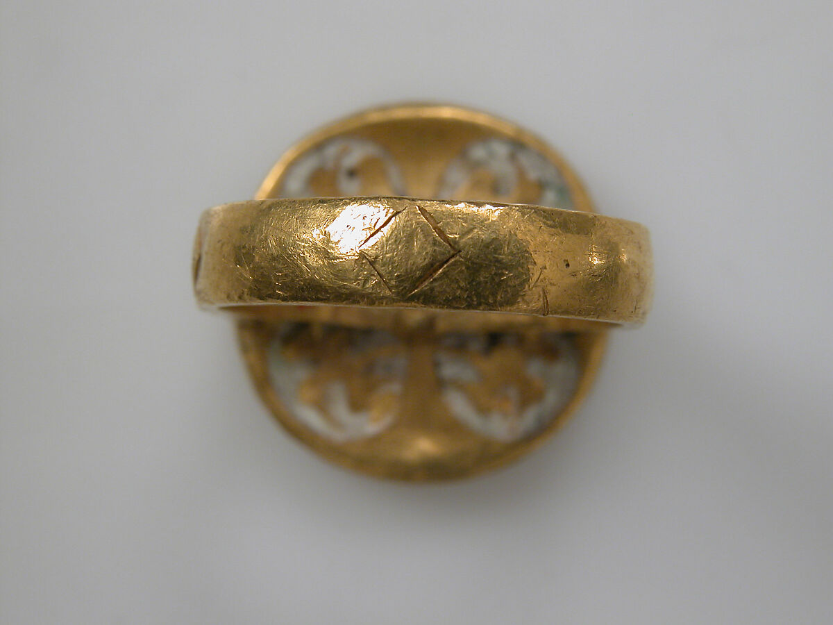 Ring with Enamel Bezel, Painted enamel, gold, Byzantine