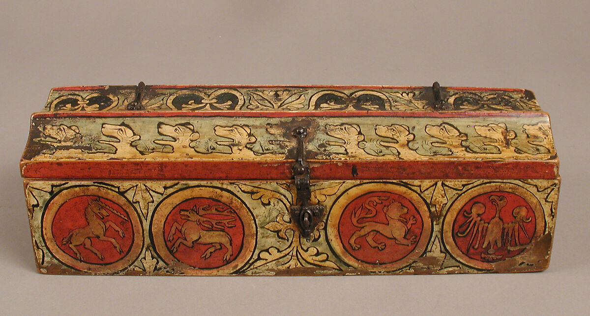 Painted Box for Game Pieces, Wood, polychromy and metal mounts, German