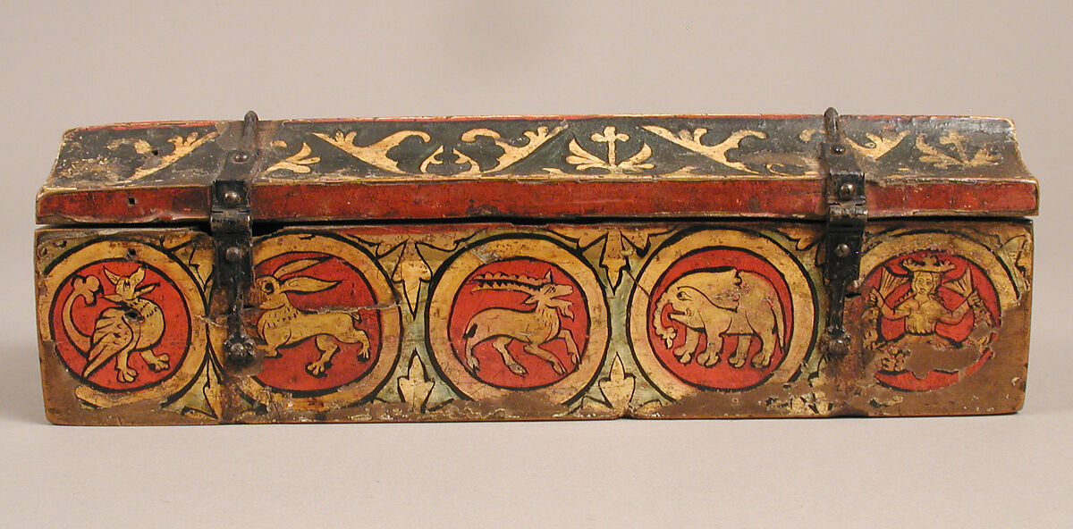 Painted Box for Game Pieces, Wood, polychromy and metal mounts, German