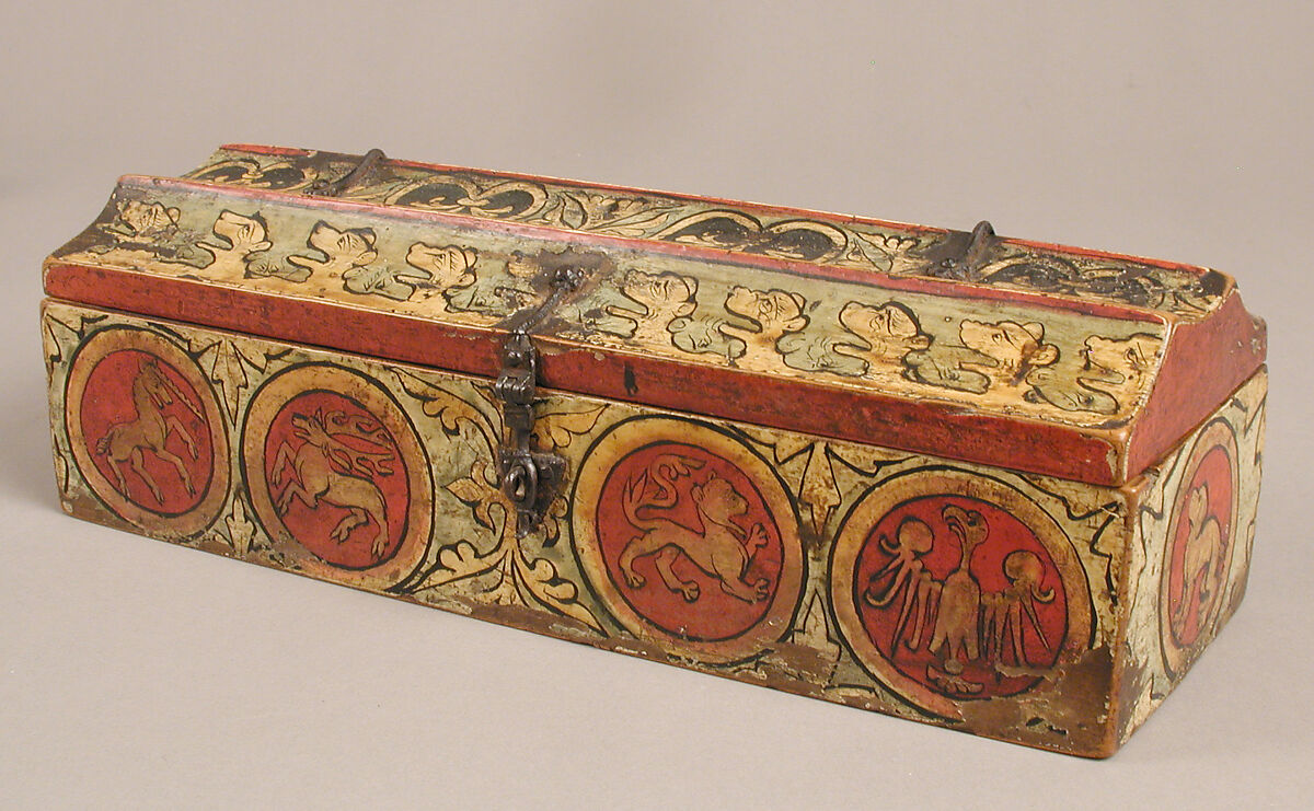 Painted Box for Game Pieces, Wood, polychromy and metal mounts, German